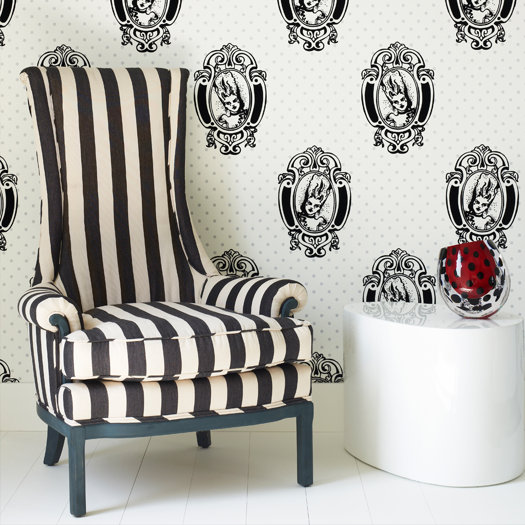 Graham & Brown Barbara Hulanicki Flock Skulls Flocked Wallpaper AllModern