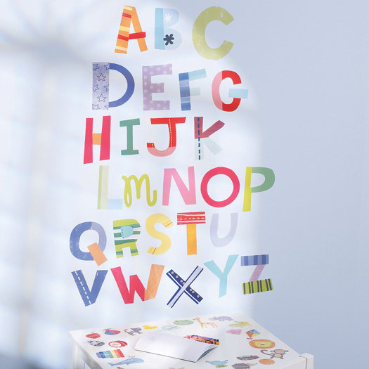 Wallies Alphabet Fun Interactive Vinyl Peel and Stick Wall Decal AllModern