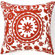 Jiti Pillows Siggi Suzani Cotton Square Pillow in Red/White