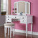Poundex Bobkona St. Croix Bedroom Vanity Set with Stool in White