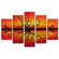 My Art Outlet Hand Painted "Sunset Reflection" 5-Piece Canvas Art Set