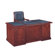 Absolute Office Heritage Leather-Look Top Executive Desk with Center Drawer