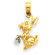 Jewelryweb 14k Two-Tone Solid 3-Dimensional Rabbit Bell Pendant- Measures 20x10mm