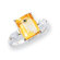Jewelryweb Sterling Silver Emerald Cut Citrine Halo Ring