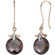 Oravo 10 Karat Two Tone Gold 7.00 carat Checkerboard Cut Smoky Quartz Diamond Earrings (0.02 carat Stone)