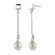 Oravo Coquettish Allure: Sterling Silver Bridal Style Linear Dangle Faux Pearl Earrings