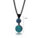 Oravo Double Disco Ball Montana and Blue Zircon Swarovski Crystal Pendant Necklace