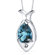 Oravo Fish Design 2.00 Carats Pear Shape London Blue Topaz Pendant in Sterling Silver