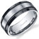 Oravo Beveled edge Black and Silver tone Mens 8mm Titanium Wedding Band Ring