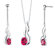Oravo 0.38" Oval Shape Ruby Pendant Earrings Set in Sterling Silver