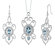 Oravo 5.00 carats Oval and Round Shape Swiss Blue Topaz Pendant Earrings Set in Sterling Silver