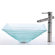 Kraus Square Clear Alexandrite Glass Sink and Bamboo Faucet
