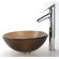 Kraus Frosted Glass 14" Vessel Sink and Decus Bathroom Faucet in Chrome