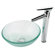 Kraus Frosted Glass 14" Vessel Sink and Decus Bathroom Faucet in Chrome