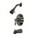 Elements of Design Vintage Thermostatic Pressure Balanced Tub Faucet with Solid Brass Shower Head with Metal Lever Handles