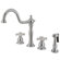 Elements of Design Heritage Double Handle Widespread Kitchen Faucet with Brass Side Spray and Porcelain Cross Handles
