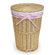 Badger Basket Natural Round Rattan Hamper with White Waffle Liner