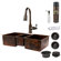 Premier Copper Products Hammered Triple Basin Kitchen Sink with ORB Pull Down Faucet, Drain and Accessory