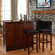 Crosley Mobile Folding Bar in Vintage Mahogany with 29" Upholstered Square Seat Stool in Mahogany