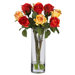 Silk Rose Arrangement with Glass Vase