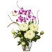 Peony and Orchid Silk Flower Arrangement in White