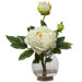 Peony with Fluted Vase Silk Flower Arrangement in White