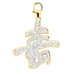 14K Yellow Gold Diamond Chinese-Long Life Charm