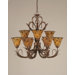 Swan 9 Light  Chandelier with Pen Shell Shade