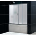 Visions Sliding Door Shower Set with 30" x 60" Amazon Base and Right Drain