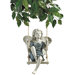 Summertime Fairy on a Swing Statue in Two-Toned Stone