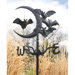 Crescent Moon Vampire Bats Metal Garden Stake Weathervane