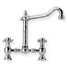 Metrohaus Two Handle Widespread Bridge Faucet with Traditional Swivel Spout and Lever Handles