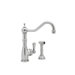 Perrin and Rowe Single Handle Single Hole Kitchen Faucet with Side Spray Rinse and 9" Reach Column Spout