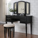 Bobkona St. Croix Bedroom Vanity Set with Stool in Black