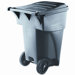 Brute Rollout Waste Container, Square, Polyethylene, 95gal, Gray