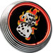 Flaming Dice Neon Clock