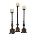 Wood Quaker Floor Candlestick with Verde Accents