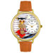 Unisex Knowledge Is Power Tan Leather and Goldtone Watch in Gold