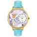 Unisex Angel Baby Blue Leather and Goldtone Watch in Gold