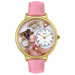 Unisex Jewelry Lover Pink Leather and Goldtone Watch in Gold
