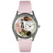 Women"s Teen Girl Pink Leather and Silvertone Watch in Silver