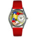 Women's Cheer Mom Red Leather and Silvertone Watch in Silver