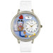 Unisex Nurse White Leather and Silvertone Watch in Silver