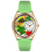 Women's Turtles Green Leather and Gold Tone Watch
