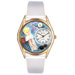Women's Massage Therapist White Leather and Gold Tone Watch
