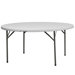 Round Blow Molded Plastic Folding Table in Granite White