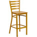 Hercules Series Ladder Back Metal Restaurant Bar Stool with Wood Seat