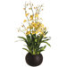 29" Dancing Orchid with Sphere Vase in Yellow