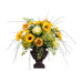 27" Daisy, Dahlia, Hydrangea and Grass Silk Floral Arrangement with Resin Urn