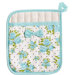 Aqua Spring Rose Bunch Square Pot Mitt with Bow